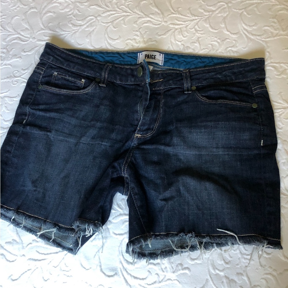 Paige dark denim shorts frayed cutoffs 30